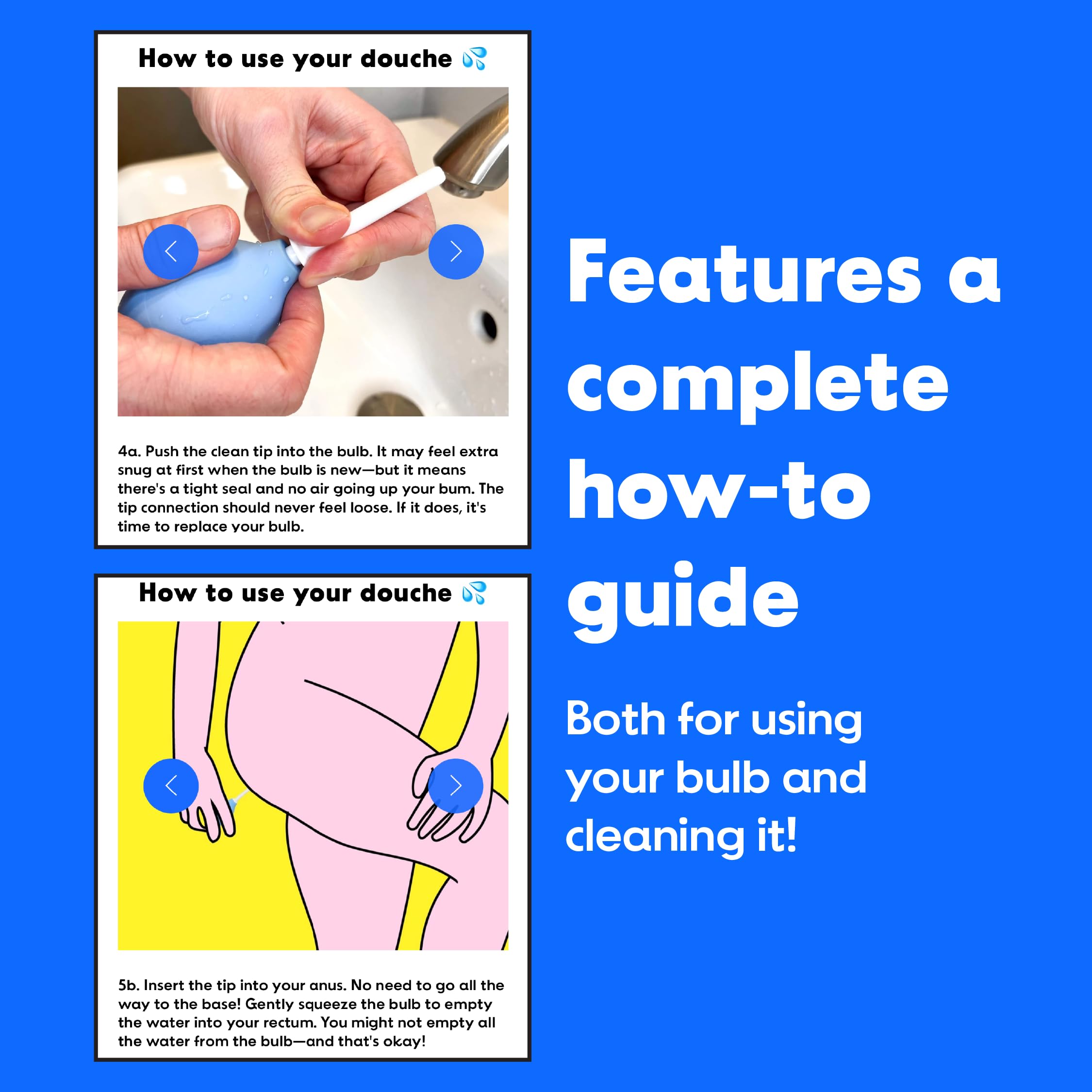 Bottom's Digest enema bulb easy-clean design, aids quick prep.