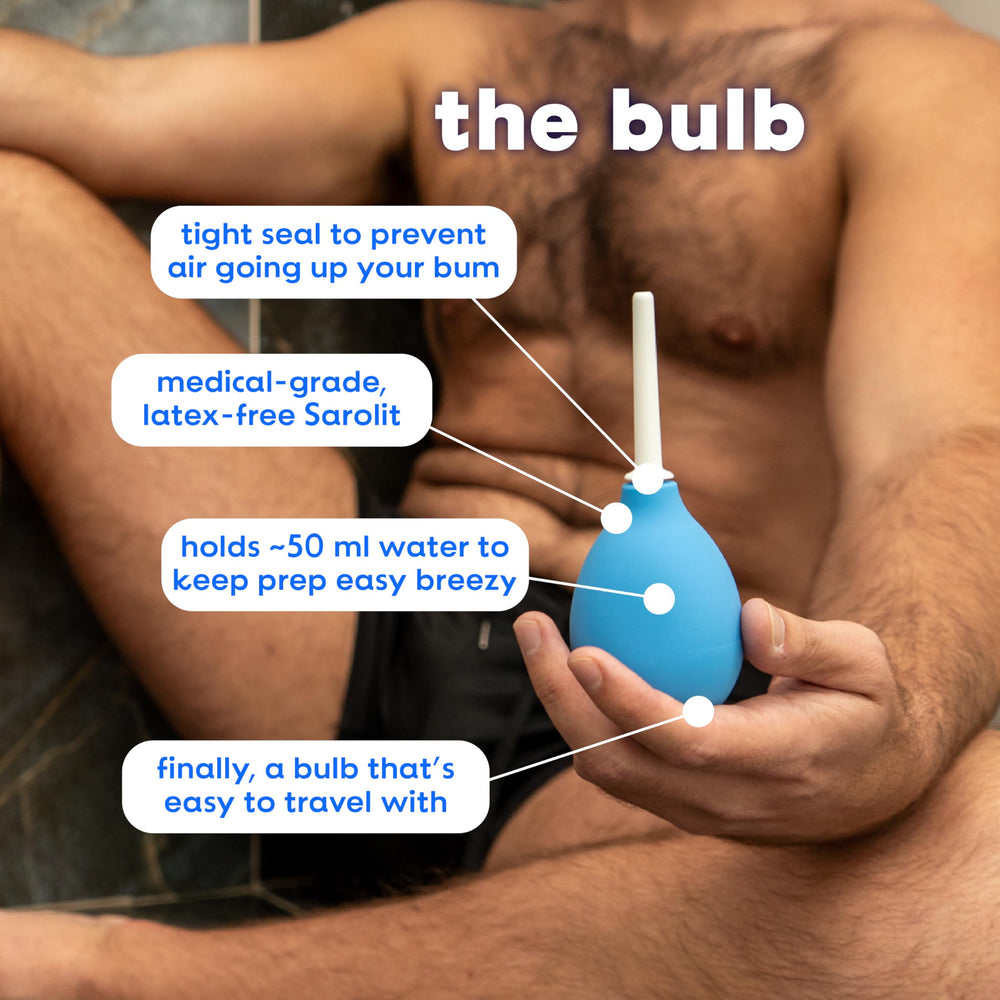 Bottom's Digest enema bulb packaging and care view, ready for simple storage.
