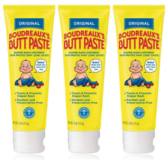 Boudreaux's Butt Paste barrier ointment protects the diaper area.