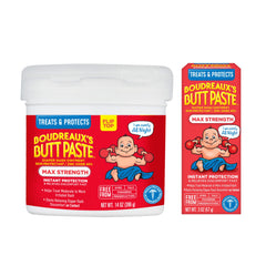 Boudreaux's Butt Paste max strength tube applying protective barrier for diaper rash relief