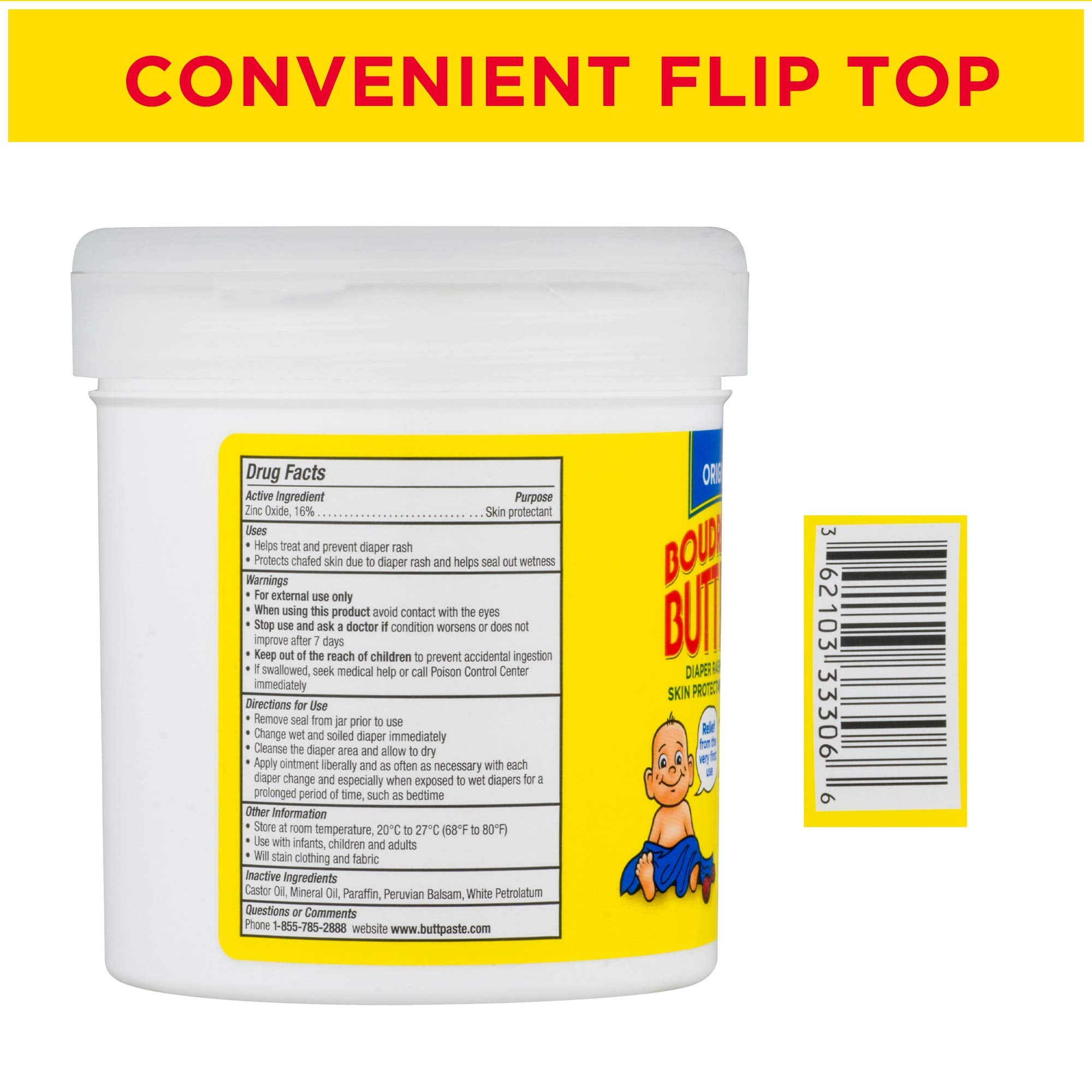 Boudreaux's Butt Paste on baby skin provides protection during diaper changes.