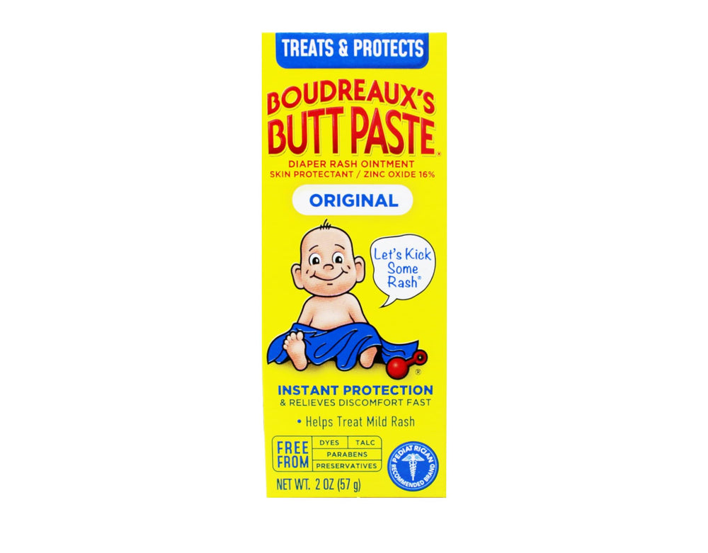 Boudreaux's Butt Paste Original two-tube diaper rash cream for protection and moisture barrier.