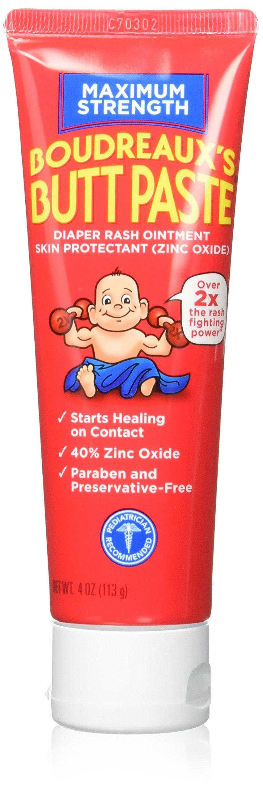 Boudreaux's Maximum Strength Butt Paste 4 oz pack of 2 for diaper rash protection.