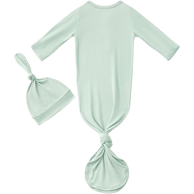 Bow Dream matching headband and bonnet in light green completing a coordinated newborn outfit.