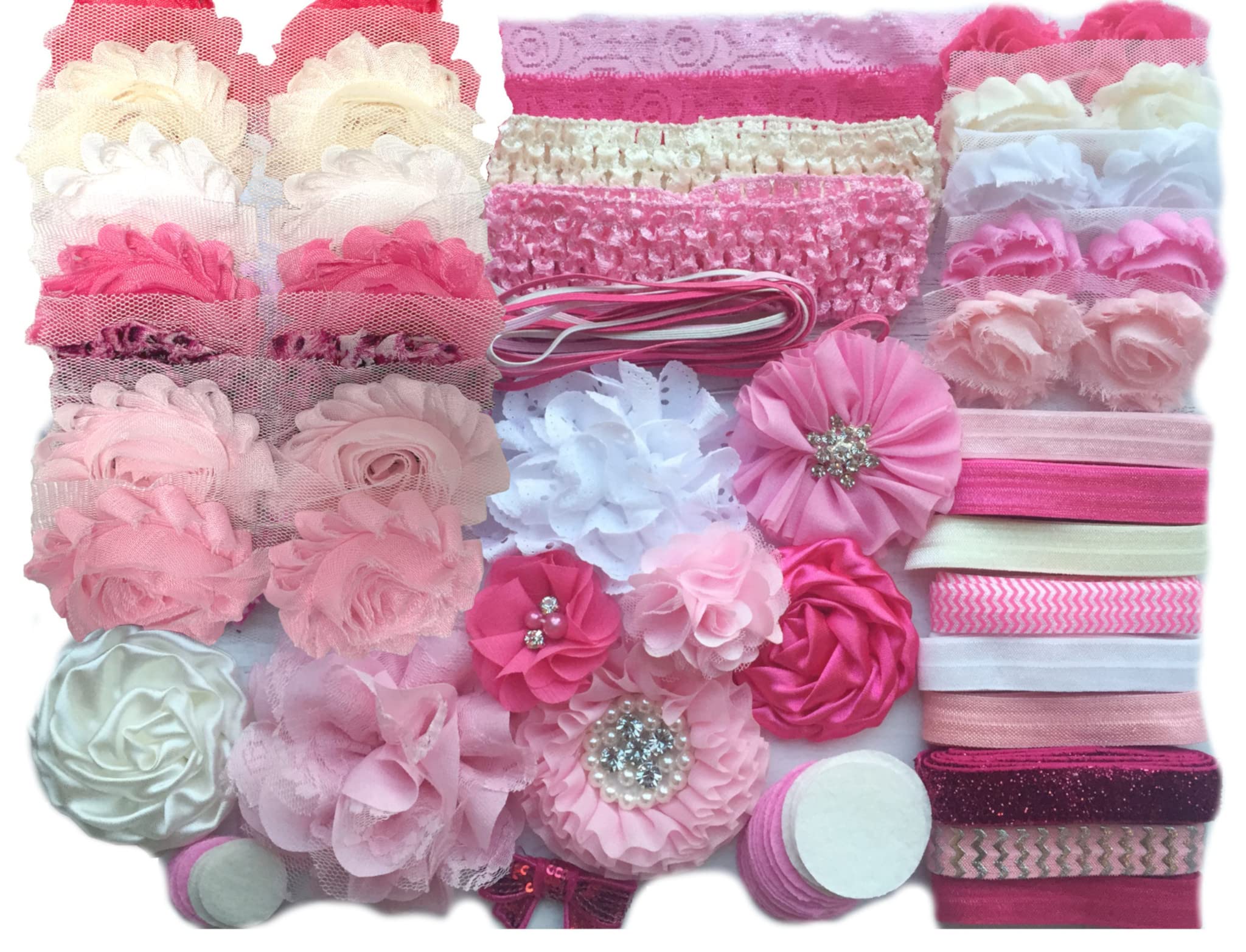 Bowtique Emilee Pretty-in-Pink Headband Kit for DIY baby headbands at showers.