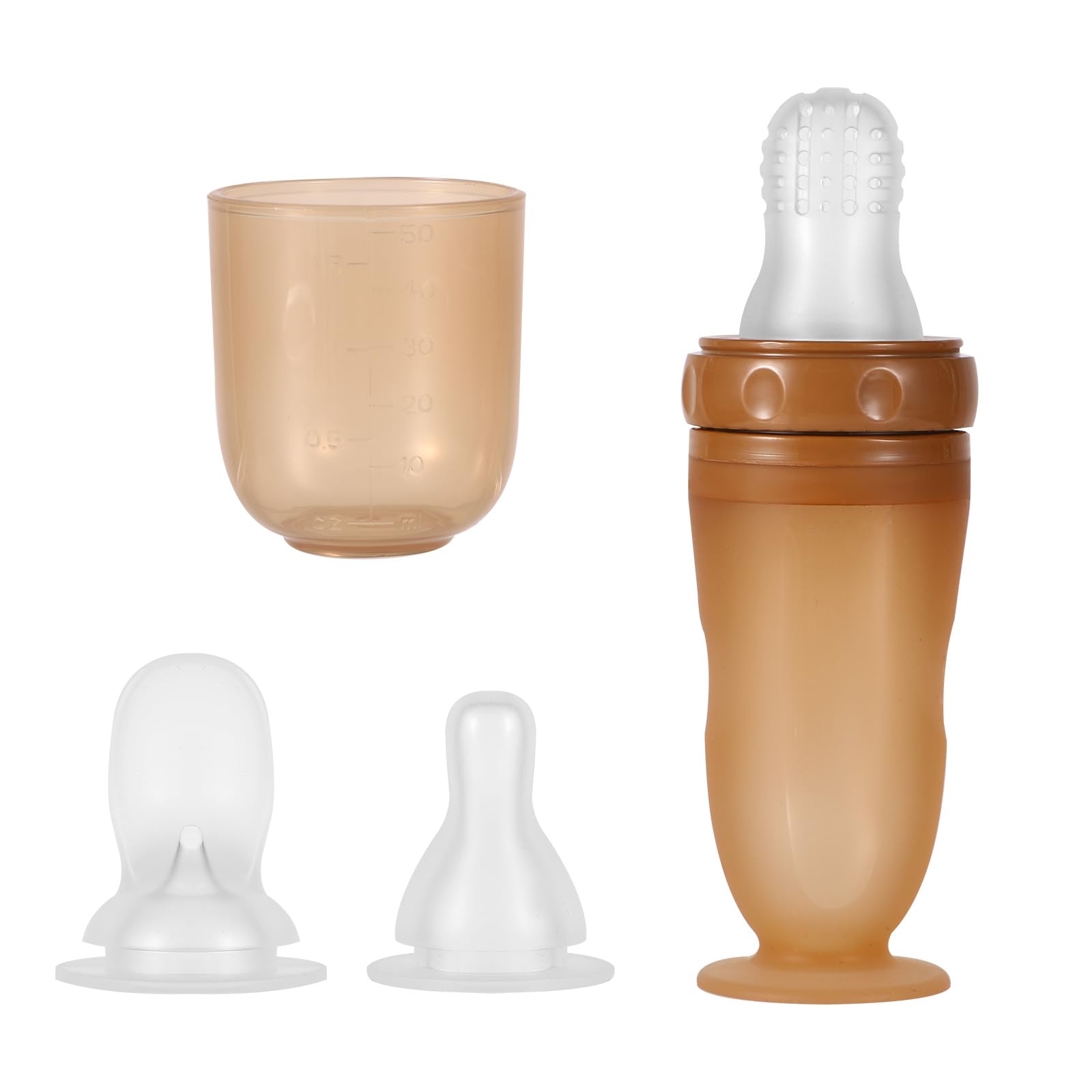 BOXOB baby food bottle with regular nipple in brown for gentle feeding