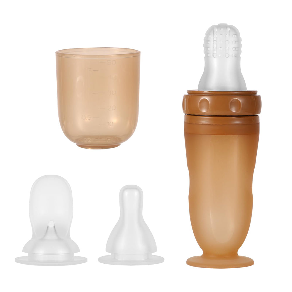 BOXOB baby food bottle with regular nipple in brown for gentle feeding