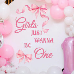 BOXOB Girls Just Wanna Be One wall decal full set for a dreamy pink party backdrop.