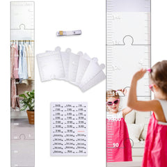 BOXOB Puzzle Mirror Growth Chart pieces arranged for easy wall installation and height tracking.
