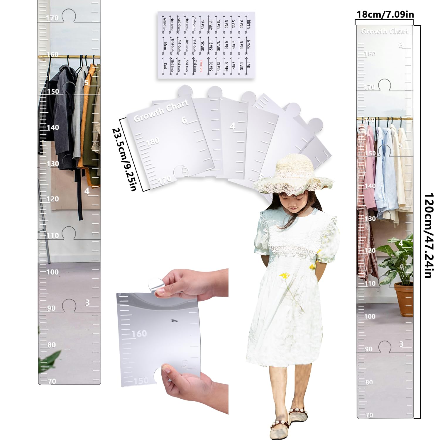 BOXOB Puzzle Mirror Growth Chart wall display adds a modern accent to any nursery decor.
