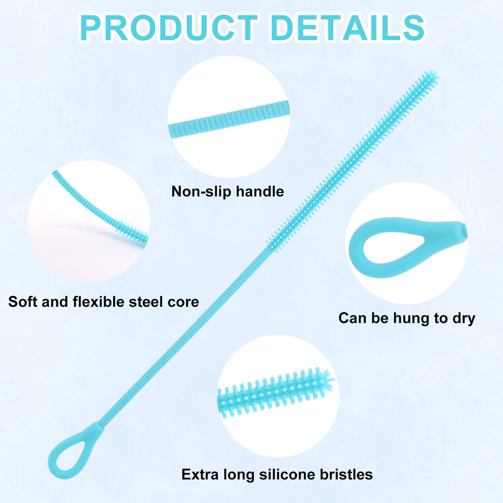 BOXOB bendable straw brush with steel core for flexible, slip-free cleaning.
