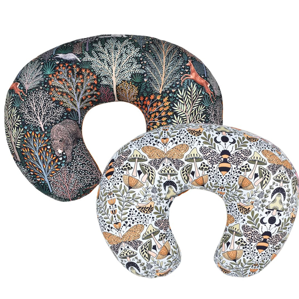 Boyoung stretchy nursing pillow cover in forest and bee pattern, soft fabric ideal for comfortable nursing.