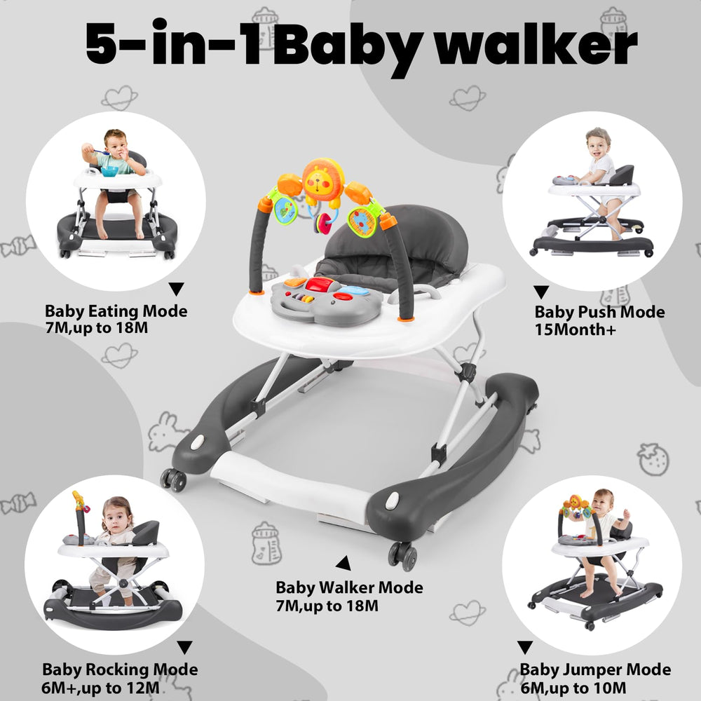 Boyro Baby 5-in-1 walker in bouncer mode supports gentle, reassuring bounce.