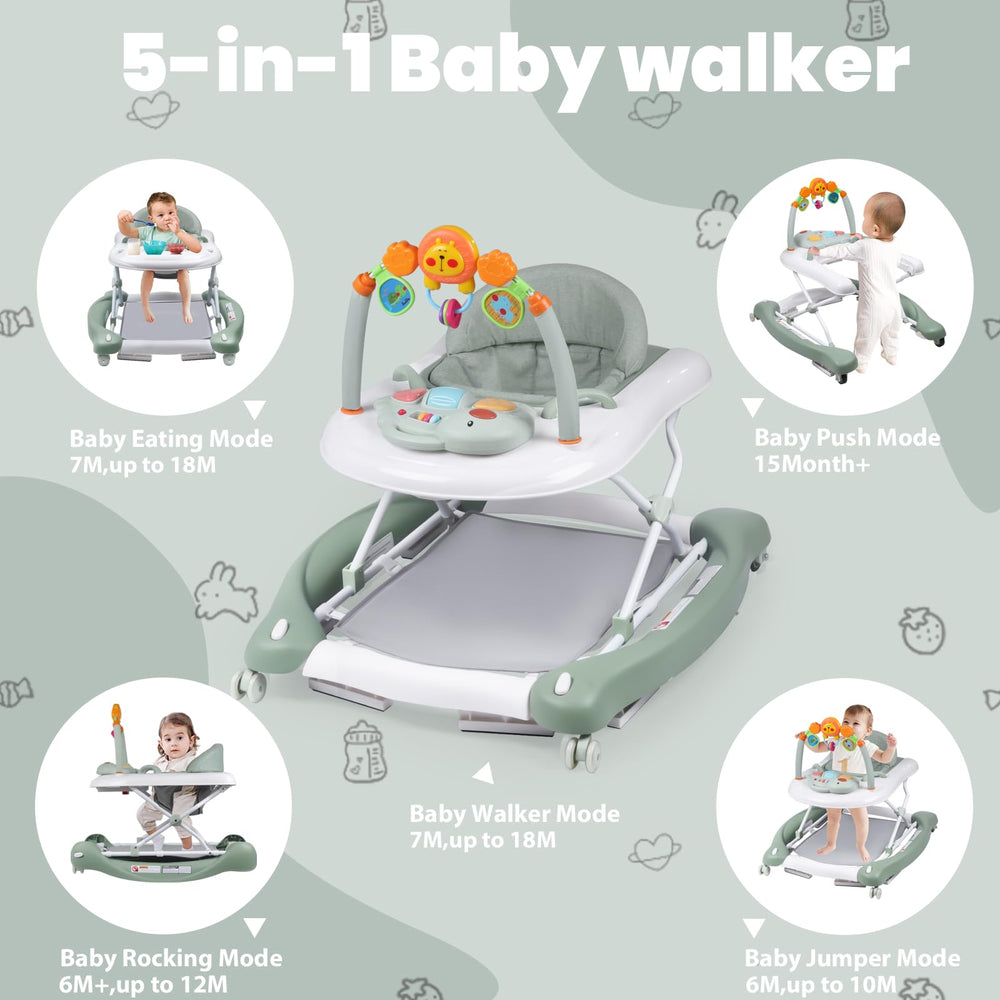 Boyro Baby 5-in-1 walker in bouncer mode with toys and music