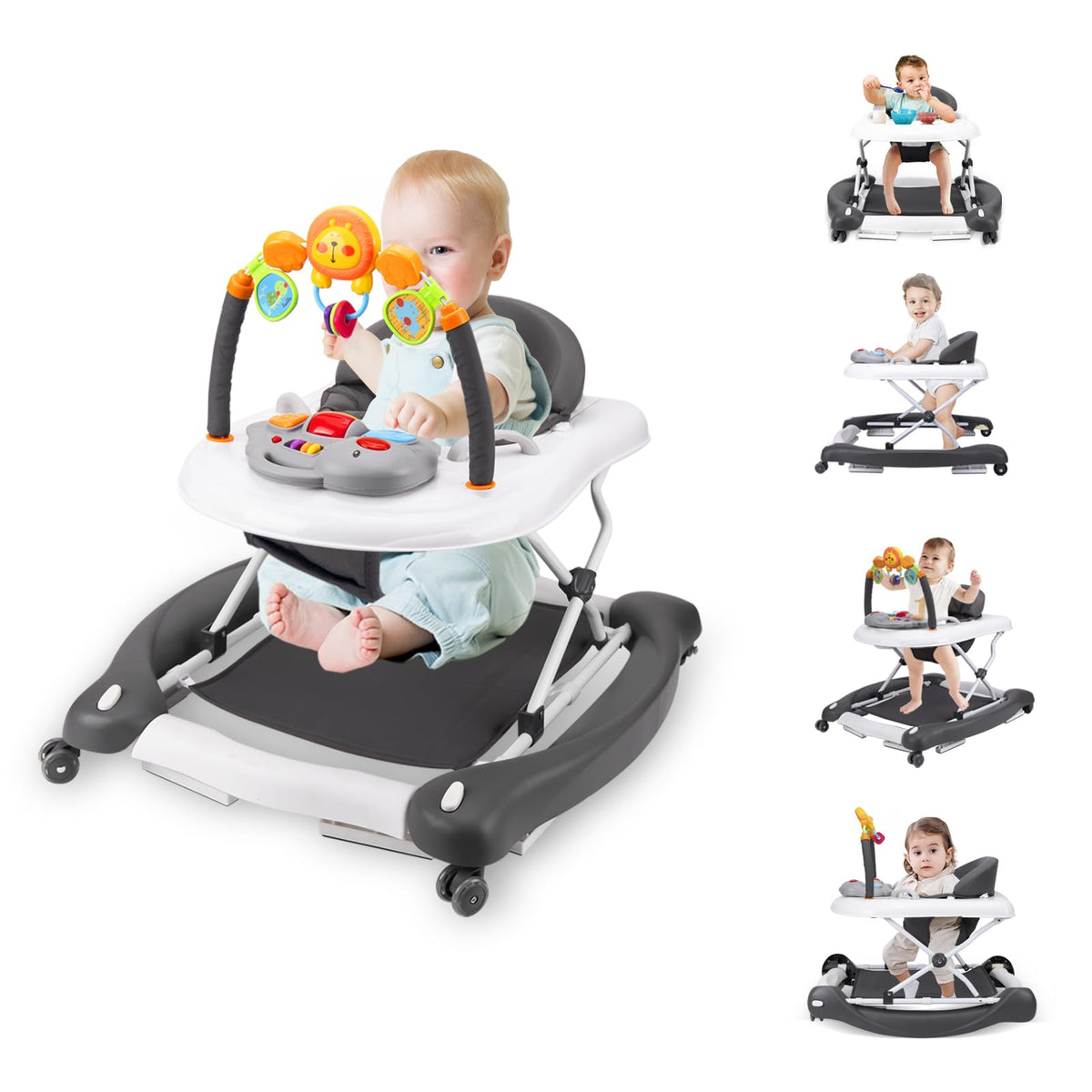 Boyro Baby 5-in-1 walker in walk mode helps little ones explore safely.
