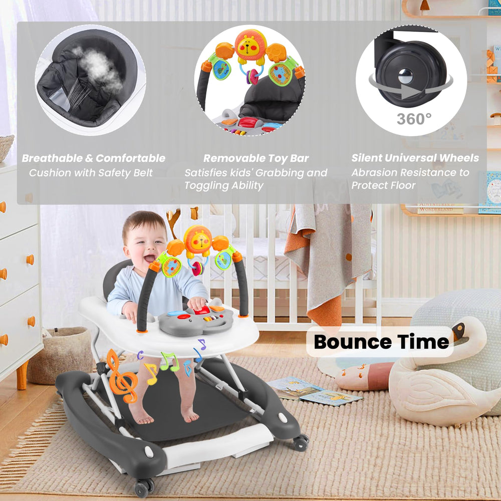 Boyro Baby 5-in-1 walker in push mode encourages independent movement.