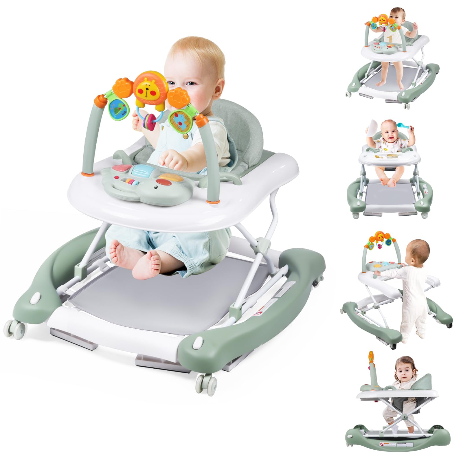 Boyro Baby 5-in-1 walker side view showing stable chassis for growing babies
