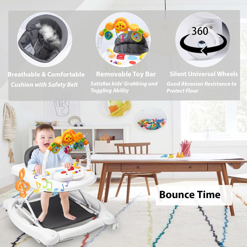 Boyro Baby 5-in-1 walker feeding tray supports snack time and supervision.
