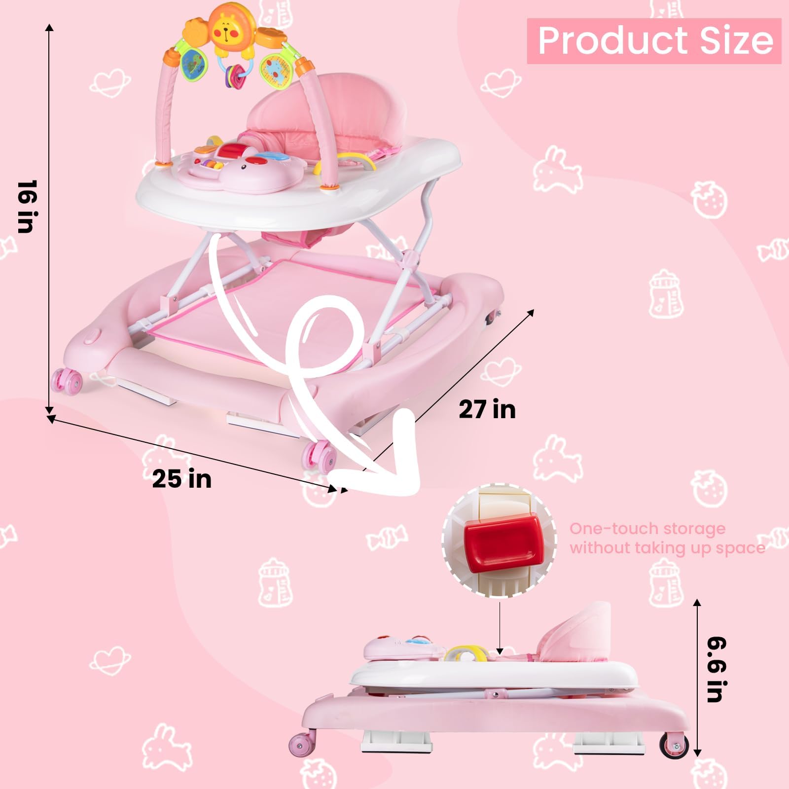 Boyro Baby 5-in-1 walker folds and travels with ease.