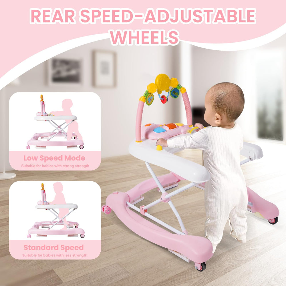 Boyro Baby 5-in-1 walker with music panel and hanging toys.