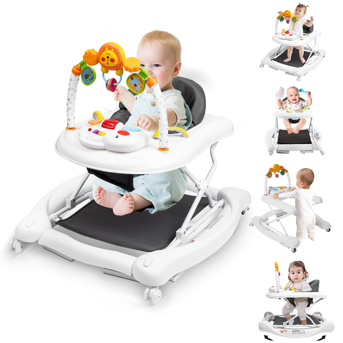 Boyro Baby 5-in-1 walker side view highlighting versatile design for growing infants.