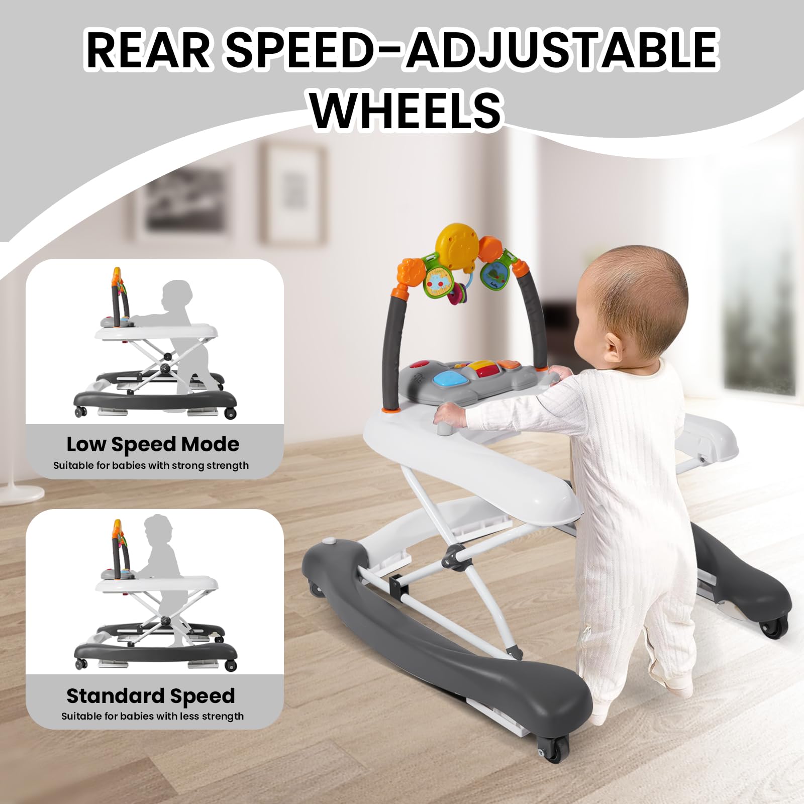 Boyro Baby height-adjustment walker keeps baby at the right height as they grow.
