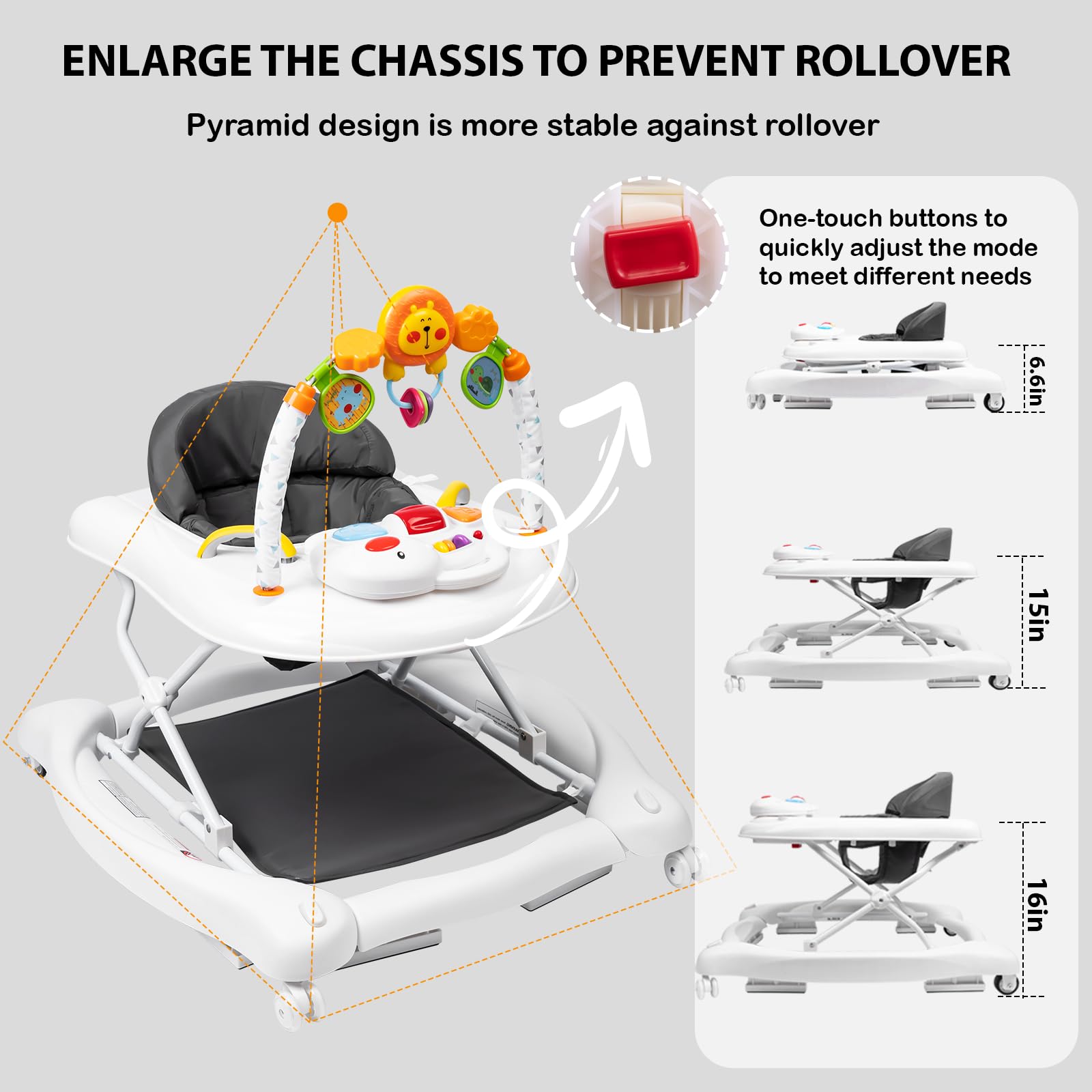 Boyro Baby safety triangle chassis adds stability during exploration.