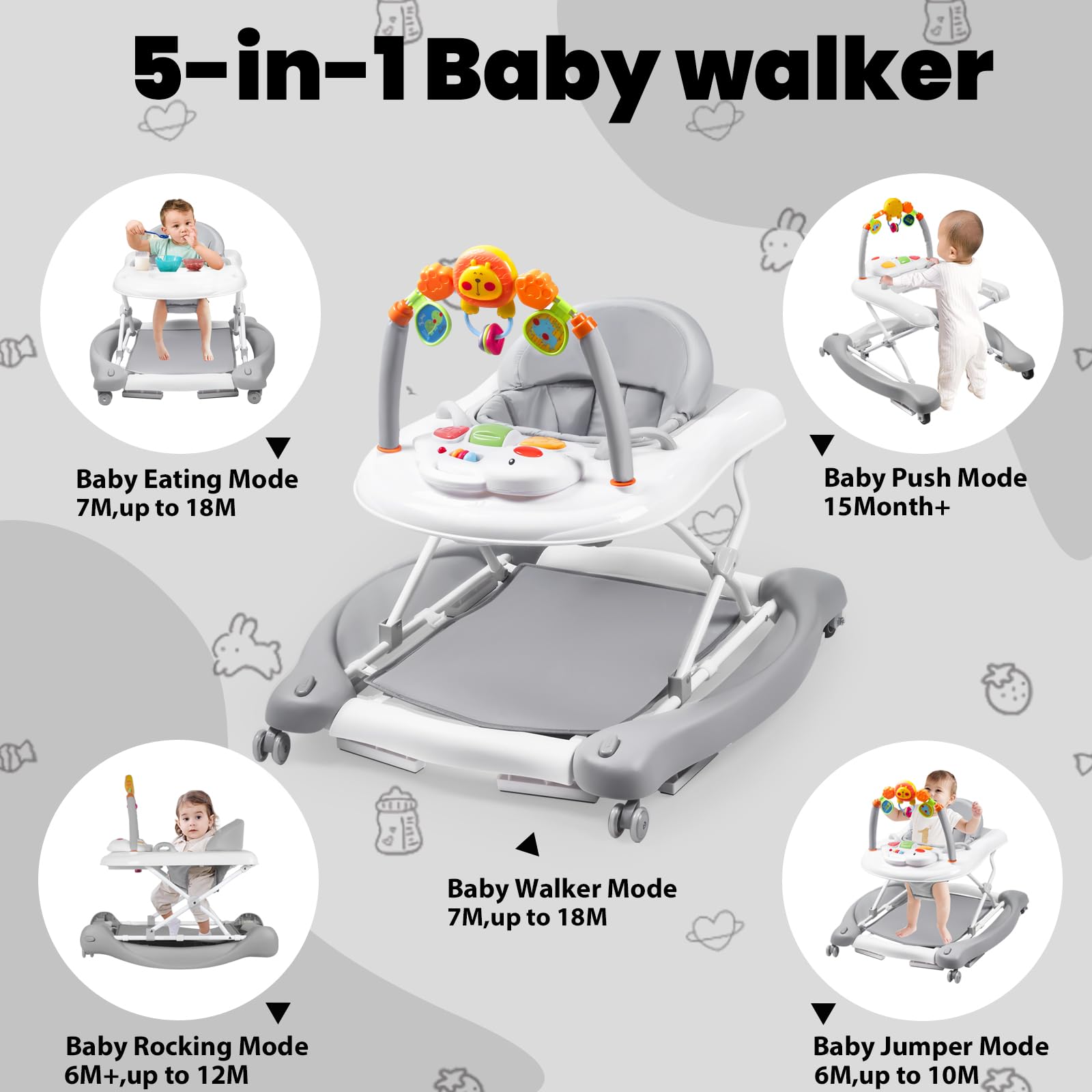 Boyro Baby walker in bouncer mode with gentle engagement