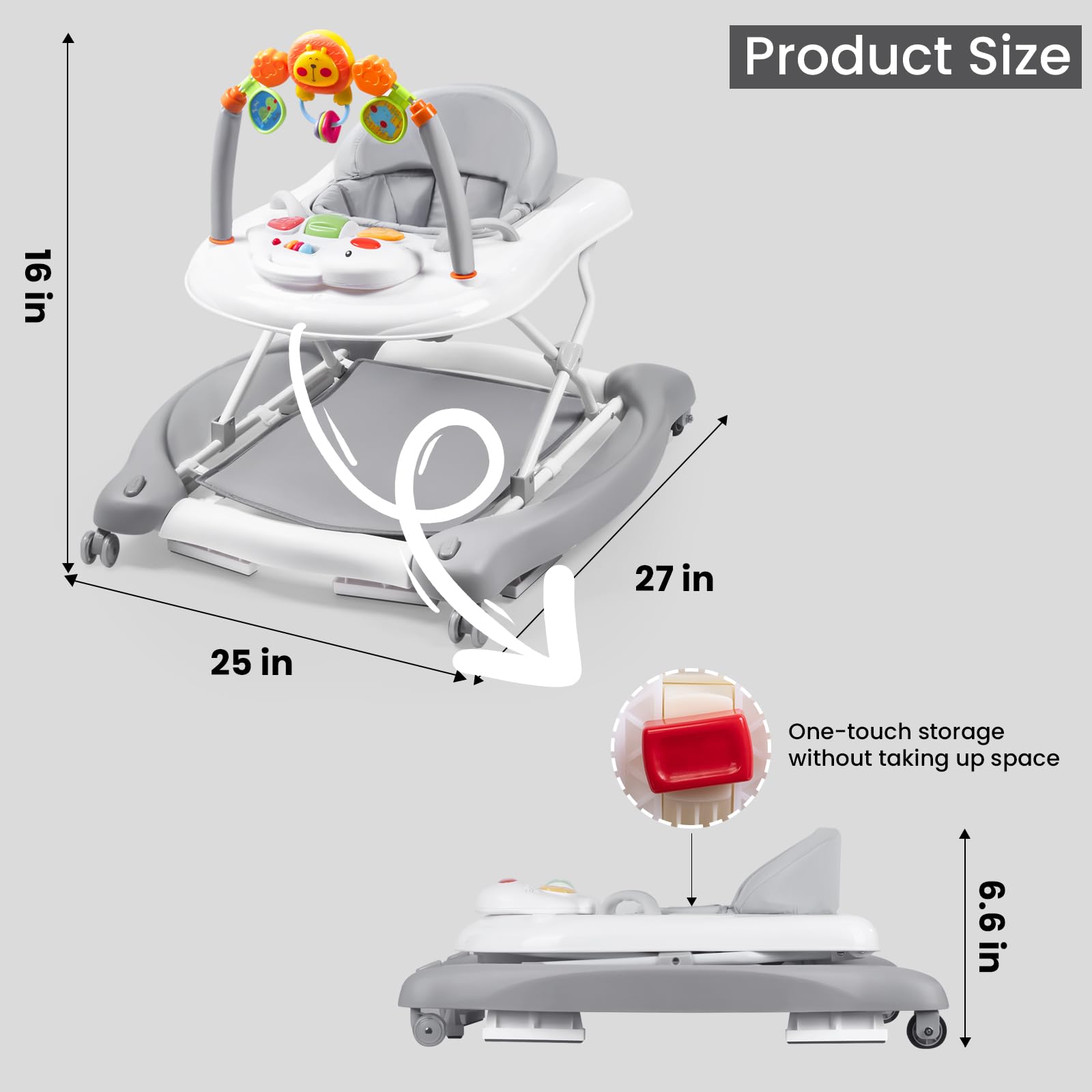 Boyro Baby walker foldable design stores neatly