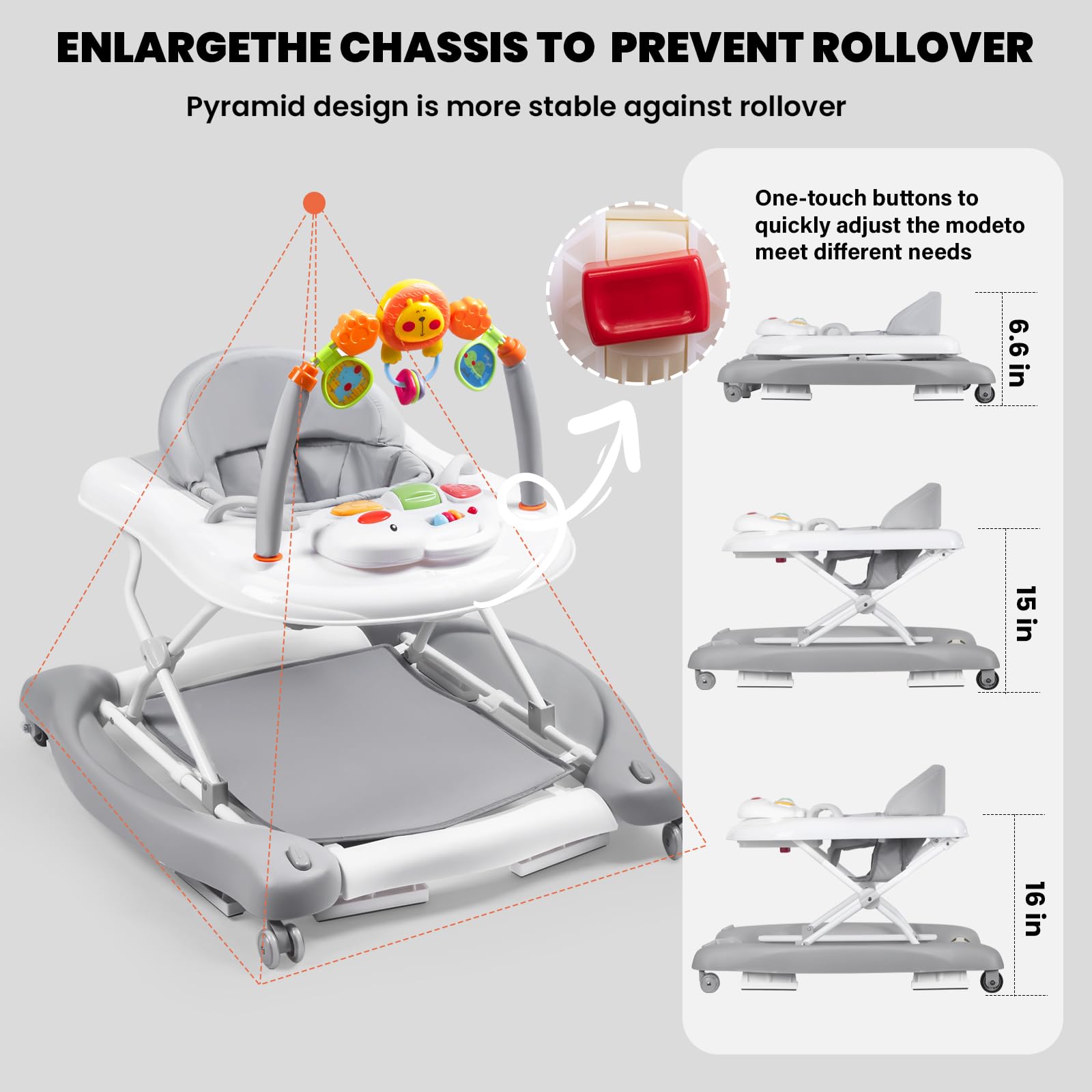 Boyro Baby walker triangular frame boosts stability