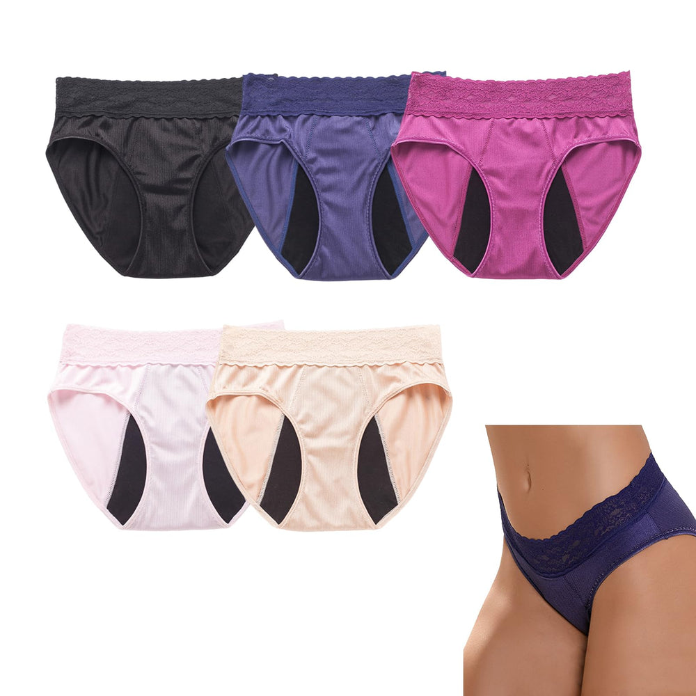 BOYUDZLTD incontinence lace underwear for women front view shows breathable fabric and full coverage.