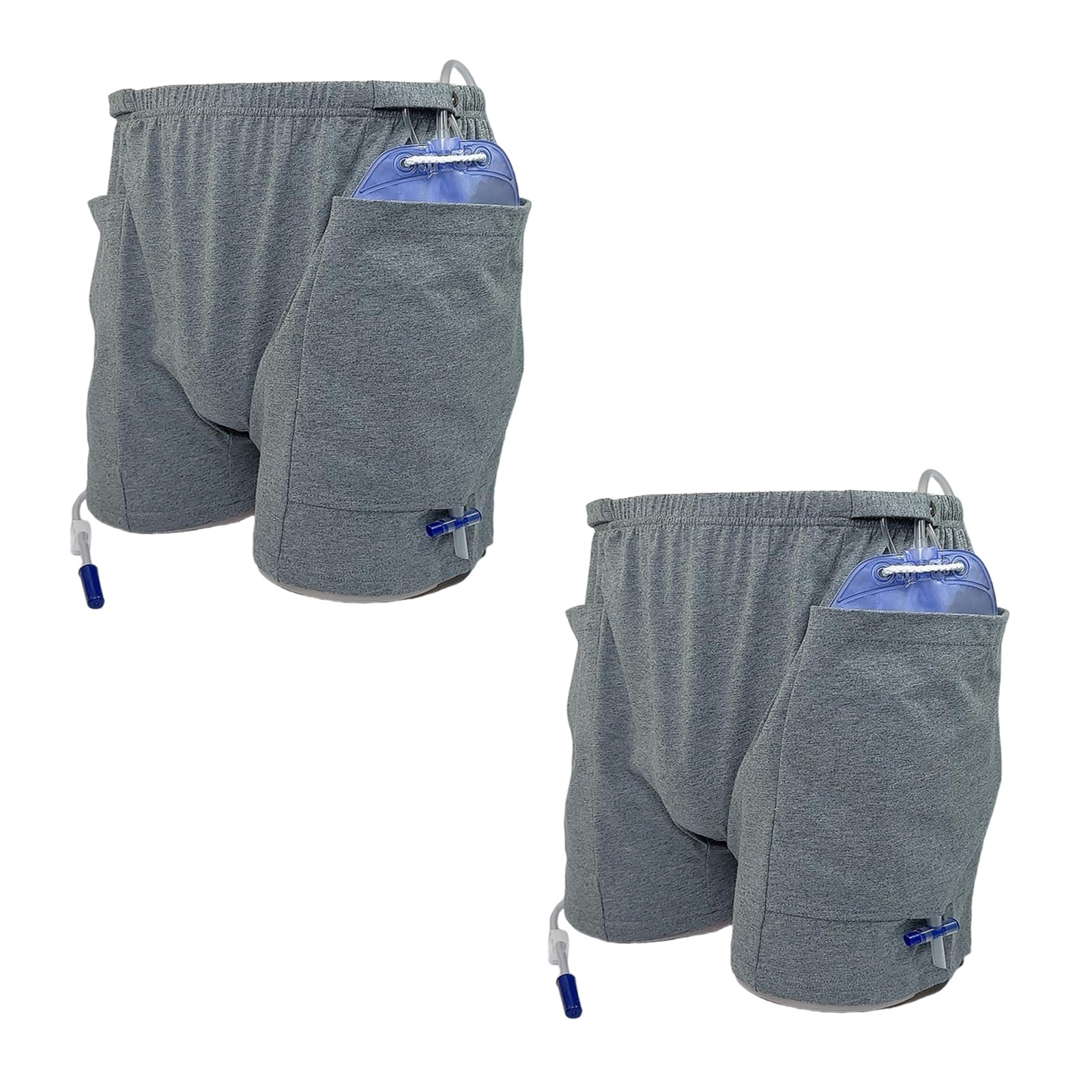 BOYUDZLTD nephrostomy bag shorts front view with discreet wear and secure catheter support
