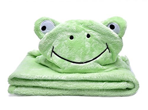 Bozeman Baby Company plush hooded blanket with animal design offers cozy security for infants.