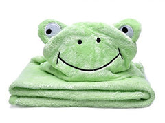 Bozeman Baby Company plush hooded blanket with animal design offers cozy security for infants.