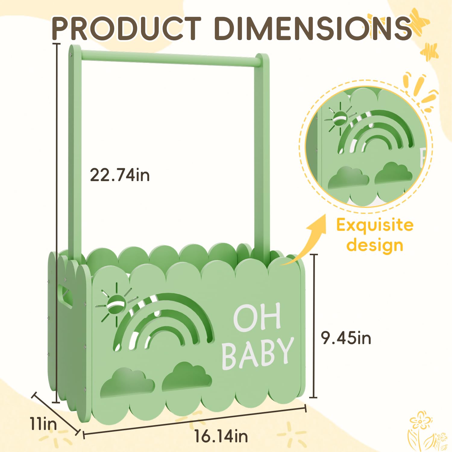 BPMFDTNL rustic wooden basket design adds warm charm to baby shower gifts.