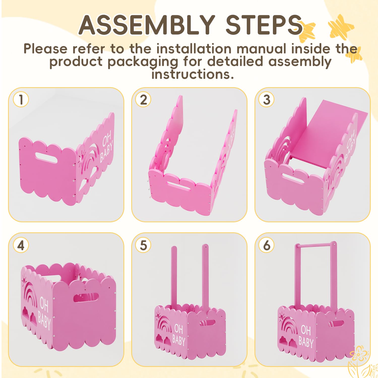 BPMFDTNL unisex pink baby shower crate, adaptable for boys or girls gifts.