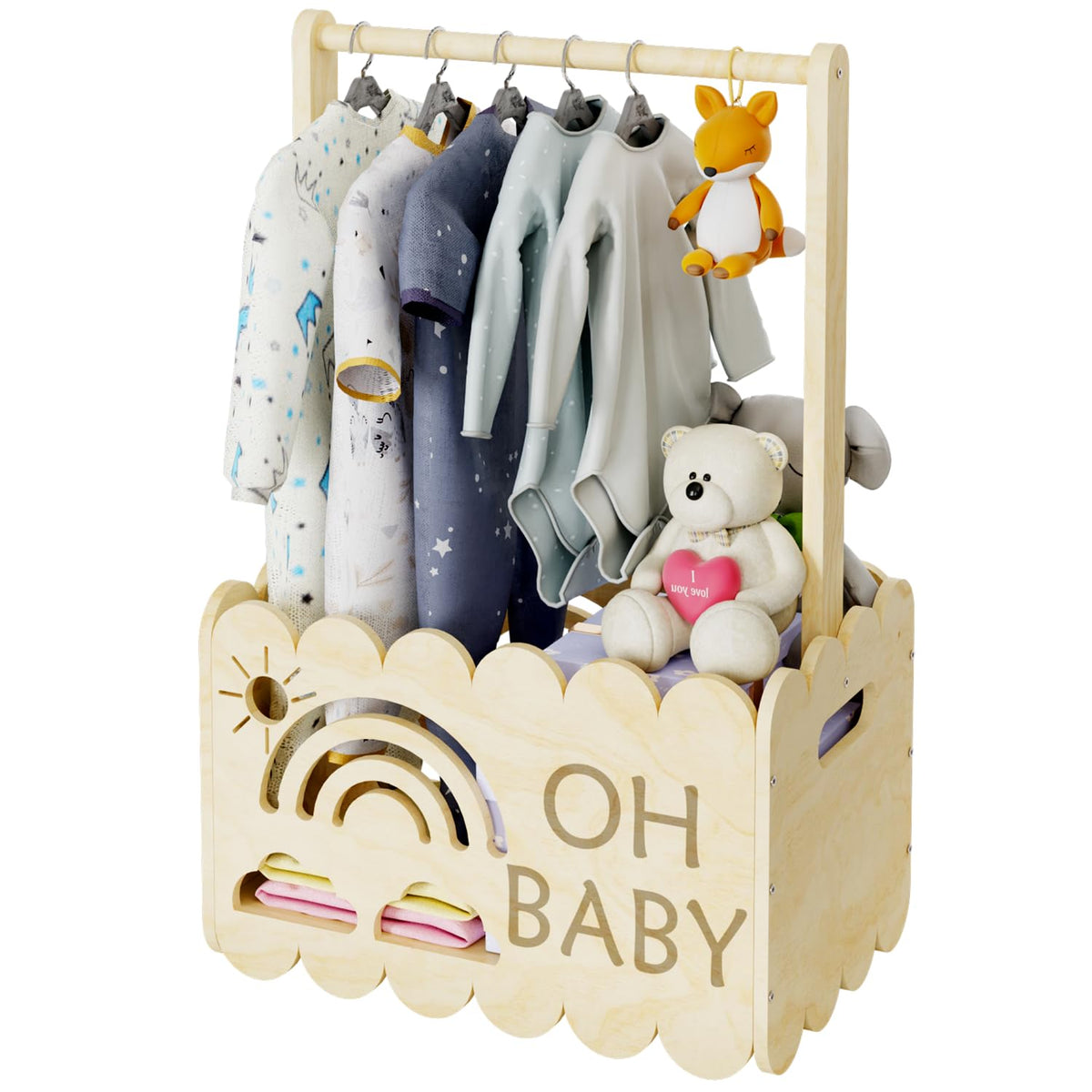 BPMFDTNL wooden baby shower crate closet full view with rustic charm and gift-ready storage.