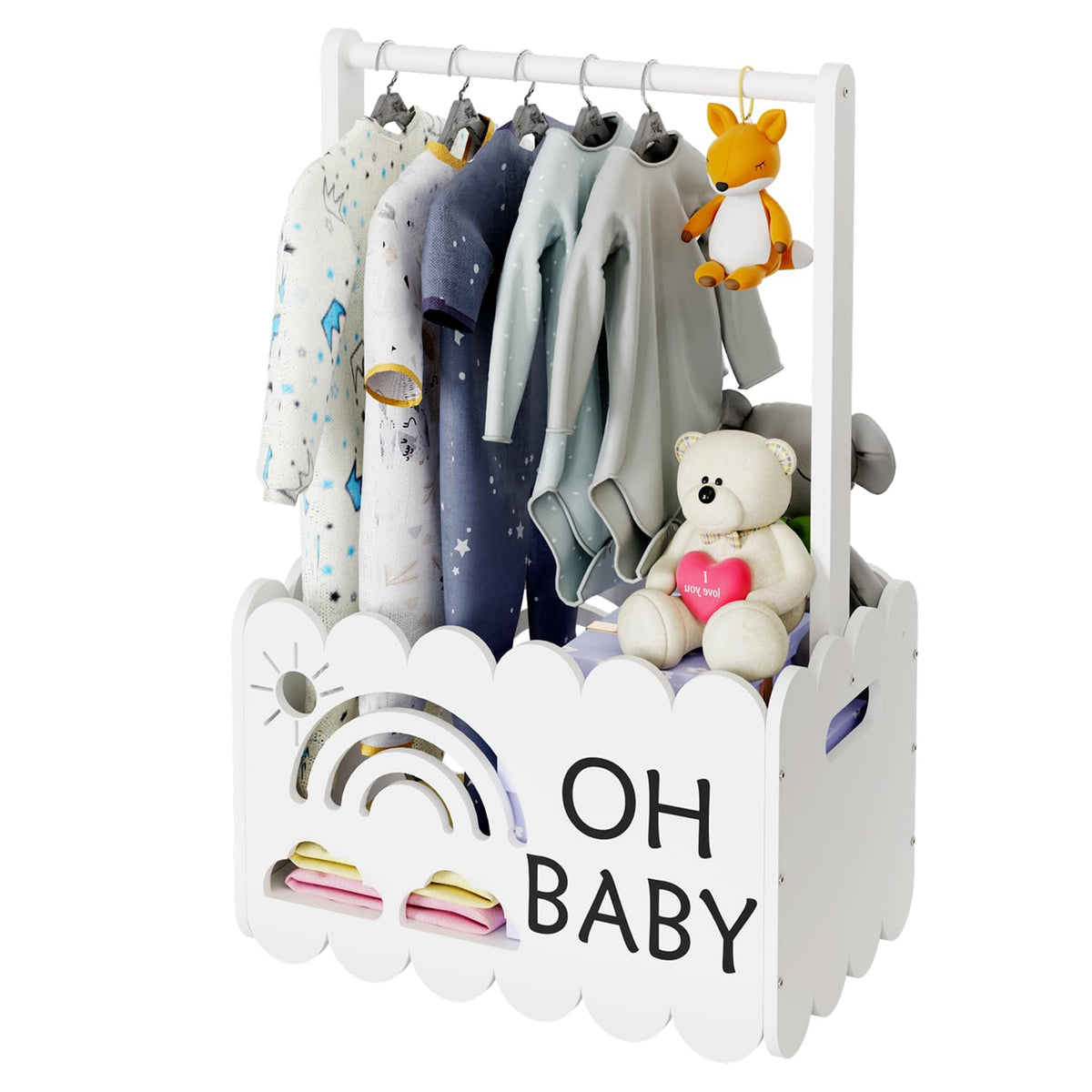 BPMFDTNL wooden baby shower crate closet in white, elevating gift presentation and keepsake appeal.