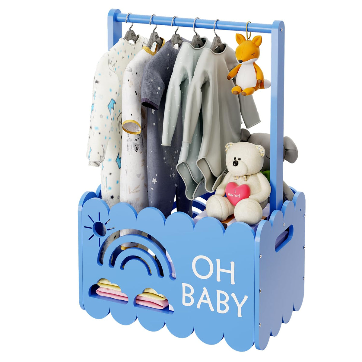 BPMFDTNL wooden baby shower crate closeup highlights premium craftsmanship and gift-ready presentation.