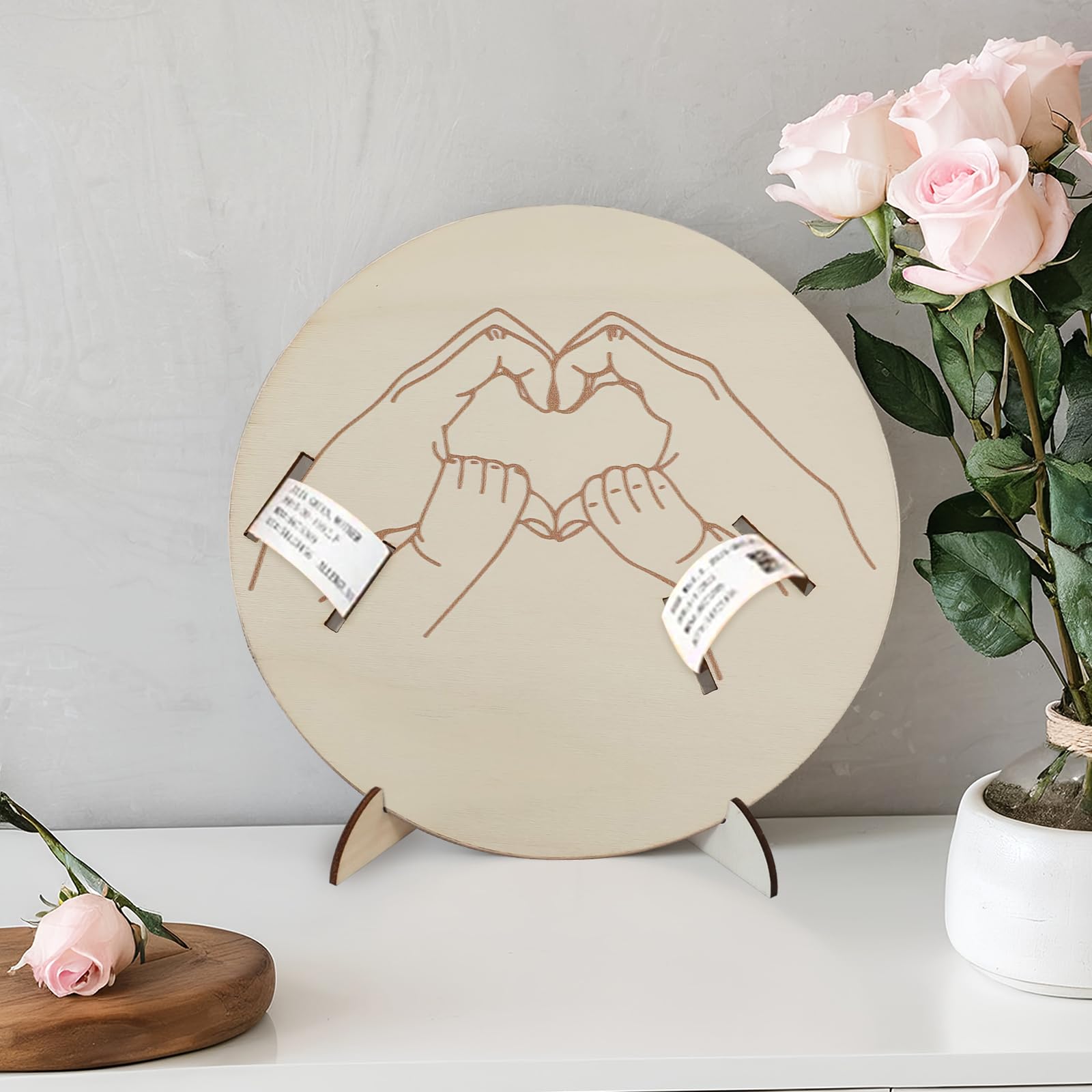 BQSAZHYJ newborn announcement sign with engraved hands for photoshoots