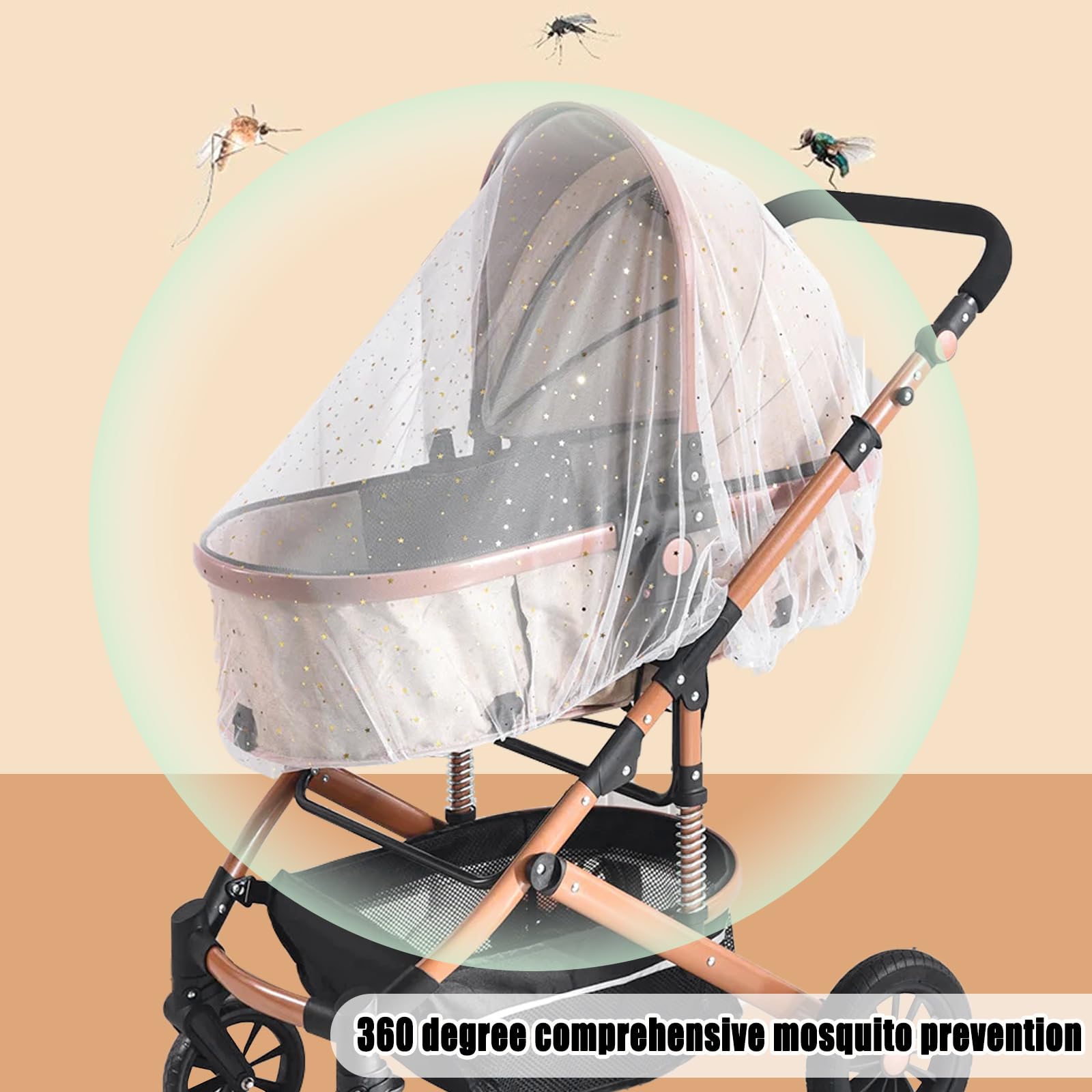 BQSAZHYJ stroller net edge with elastic band ensures snug fit on most strollers.