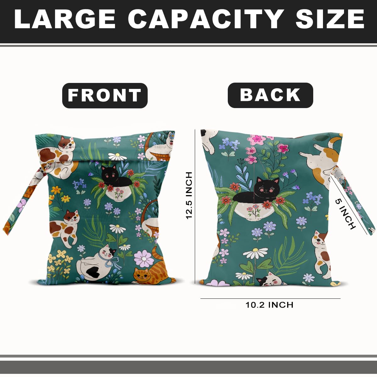 BQXH mushroom cat print wet bag keeps baby gear organized after swimming