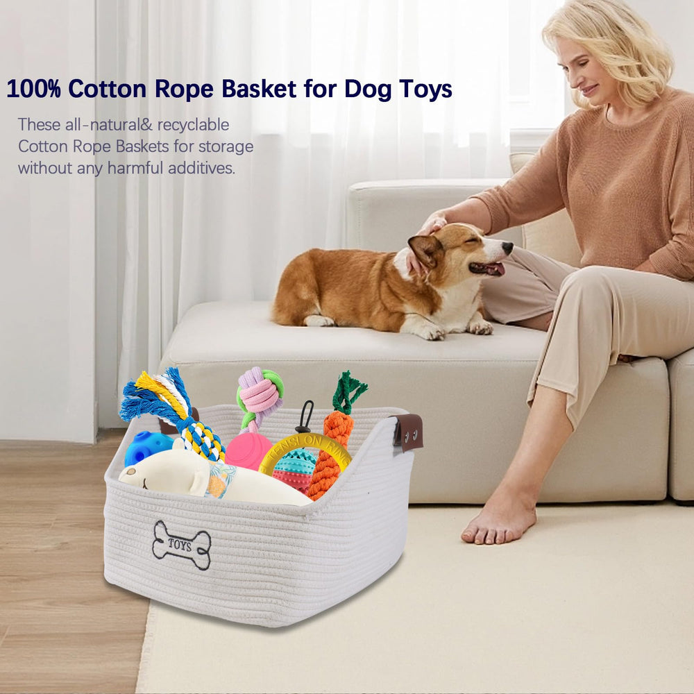 Brabtod collapsible rope basket in a neutral beige color for flexible storage.
