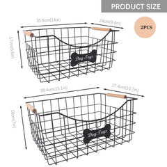 Brabtod medium dog toy basket with wooden handle designed for compact spaces.