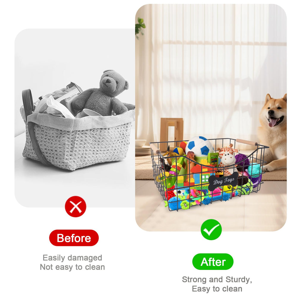Brabtod durable metal basket ready for daily pet toy storage and cleanup.