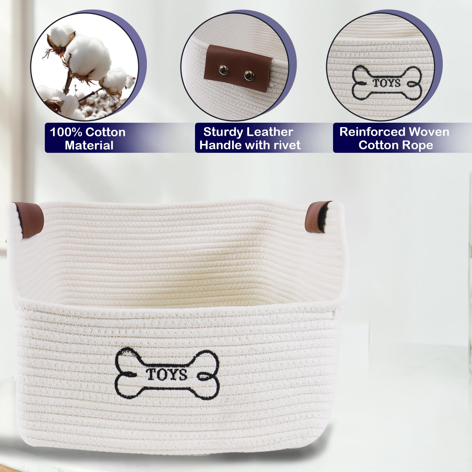 Brabtod leather-handle basket is easy to move between rooms.