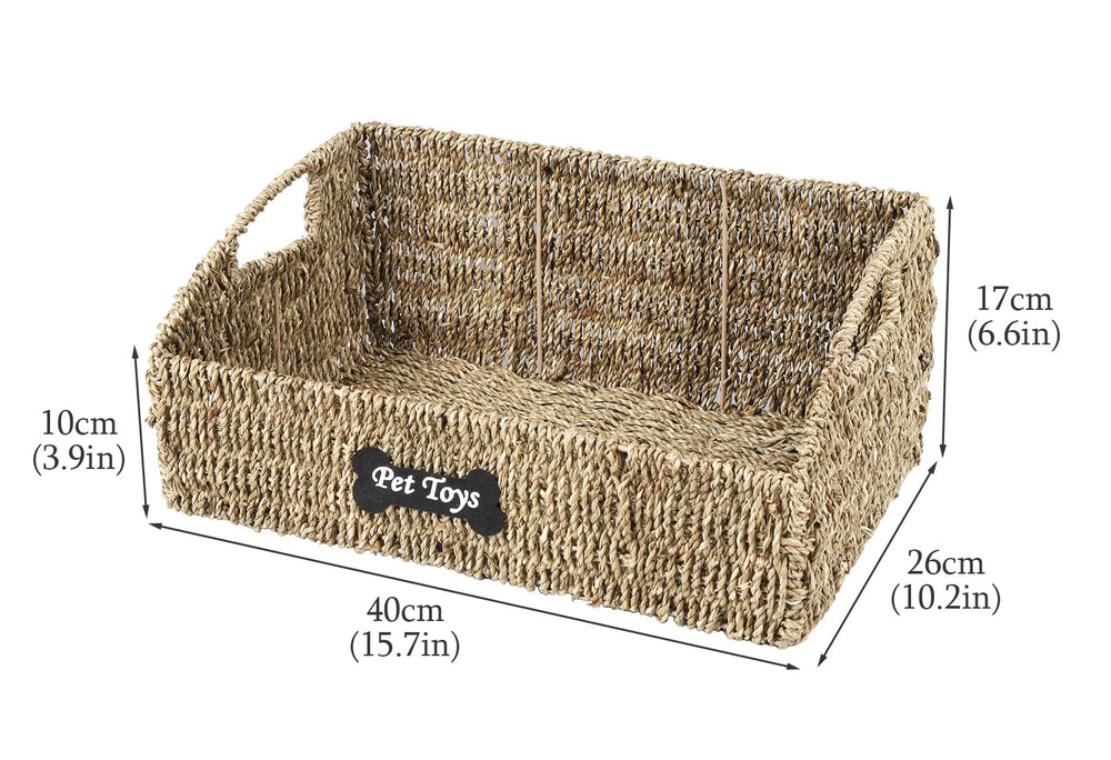 Brabtod portable dog toy bin with built-in handles for mobility.