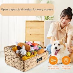 Brabtod trapezoid dog toy basket side view shows space-saving design.