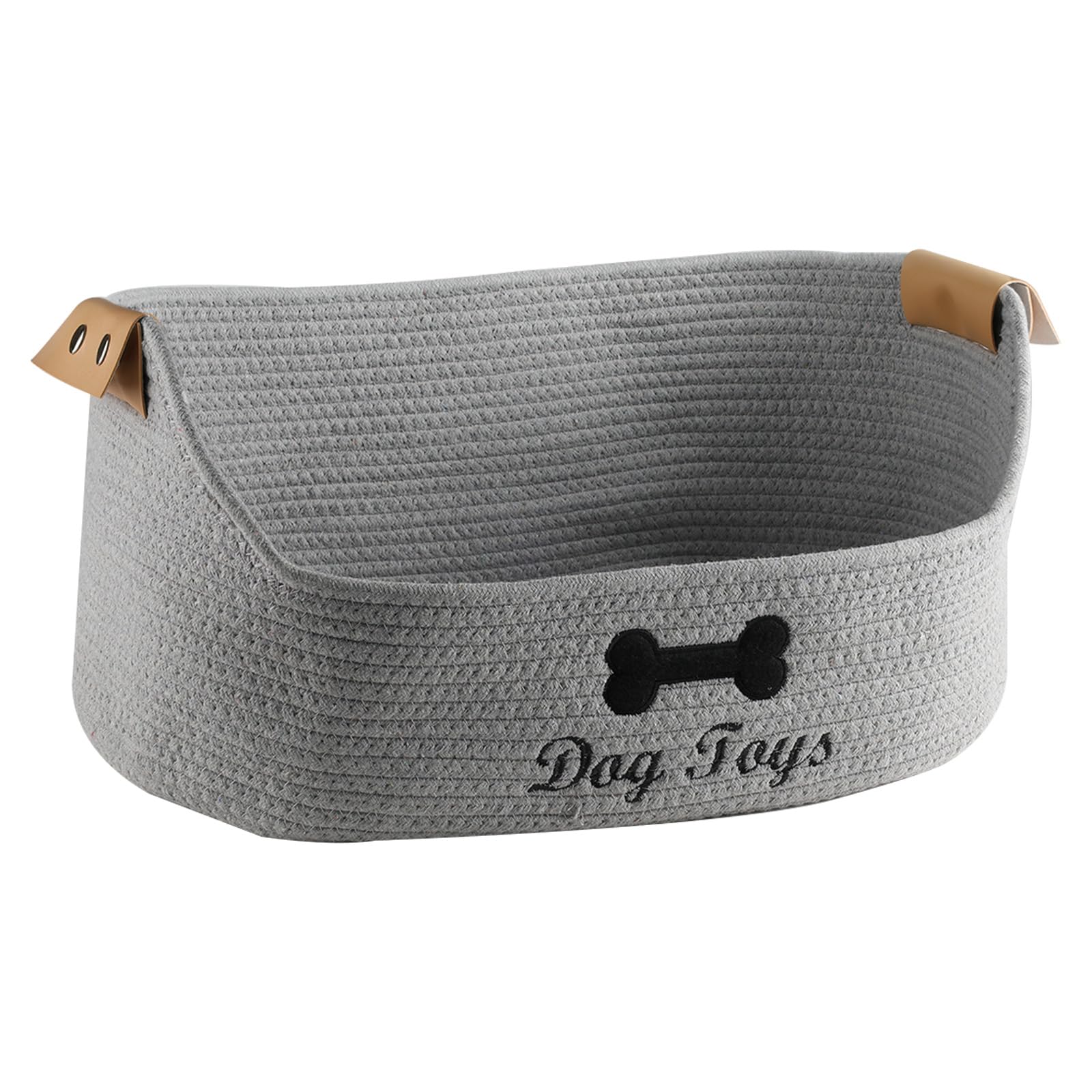 Brabtod woven dog toy baskets collapsible bin in a living room setting for easy storage of toys