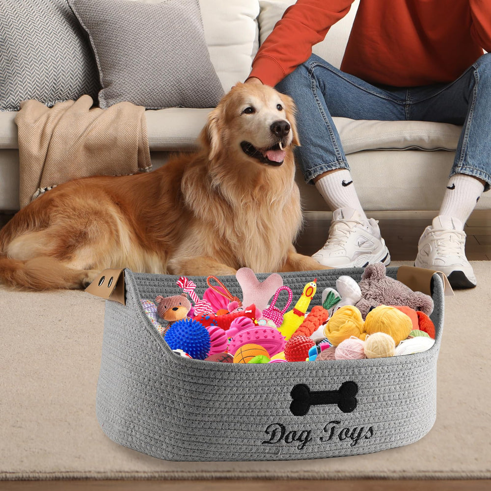 Brabtod woven dog toy baskets gray color complements modern decor